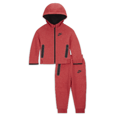 Nike Sportswear Tech Fleece Full-zip Set Baby 2-piece Hoodie Set In Red
