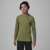Jordan Mj Essentials Waffle Knit Long Sleeve Tee Big Kids T-shirt In Green