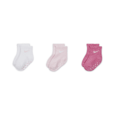 Nike Core Swoosh Baby Gripper Socks Box Set (3 Pairs) In Pink