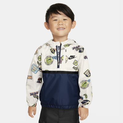 Nike Babies' Half-zip Print Blocked Anorak Toddler Jacket In White