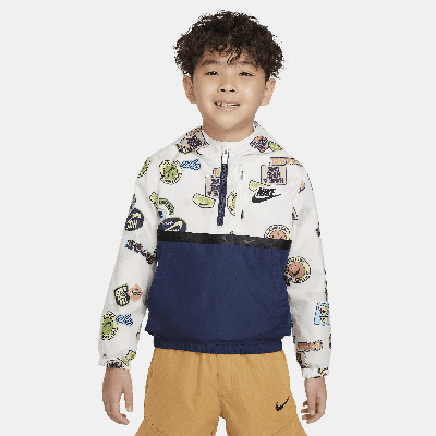 Nike Half-zip Print Blocked Anorak Little Kids' Jacket In White