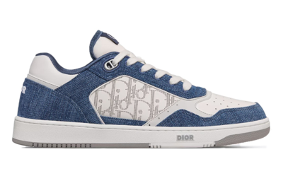 Pre-owned Dior B27 Low White Blue Denim In White/blue