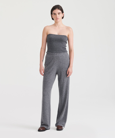 Naadam Cashmere Paperbag Wide Leg Pants In Granite