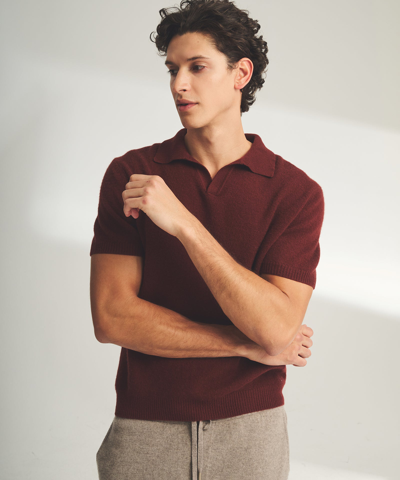 Naadam Lightweight Cashmere Short Sleeve Polo In Clay