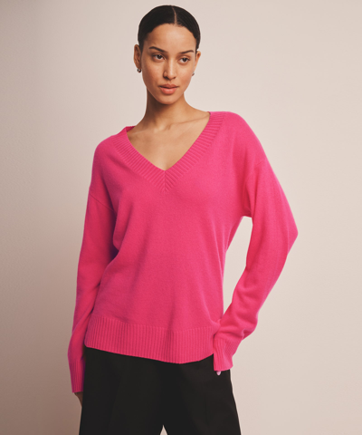 Naadam Cashmere V-neck Sweater In Pop Pink