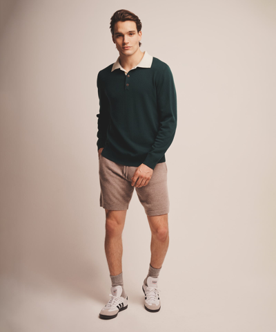 Naadam Cashmere Rugby Polo In Forest Green