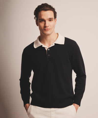 Naadam Cashmere Rugby Polo In Navy