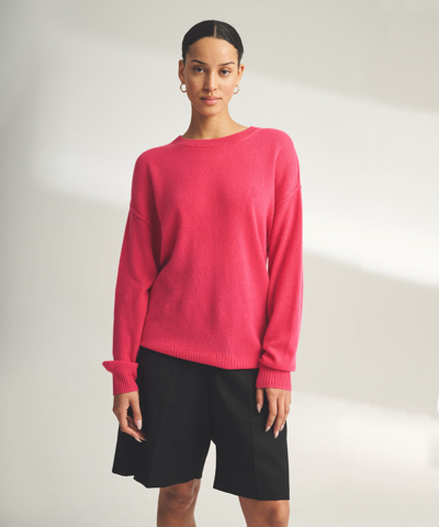 Naadam Reversible Cashmere Crewneck Sweater In Pop Pink