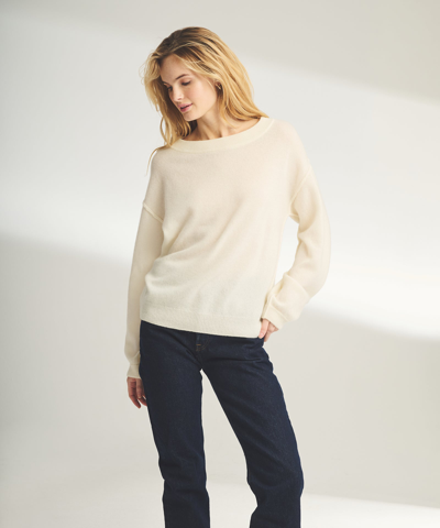 Naadam Reversible Cashmere Wide Neck Sweater In White