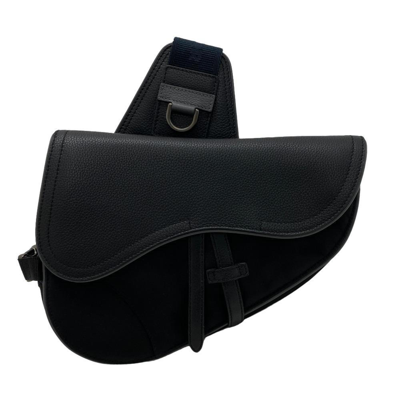 Dior Saddle Black Canvas Shoulder Bag ()