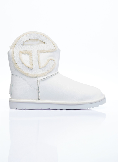 Ugg X Telfar Mens White Crinkle-texture Leather Ankle Boots