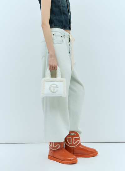 Ugg X Telfar Medium Telfar Crinkle Patent Shopper Bag In White