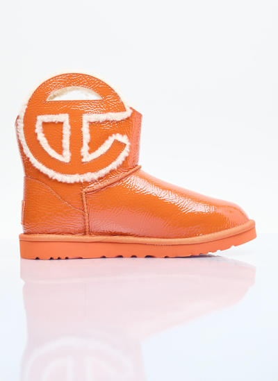 Ugg X Telfar Logo Mini Crinkle Boots In Orange