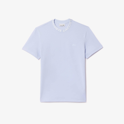 Lacoste Jacquard Neck Piqué T-shirt - Xxl - 7 In Blue
