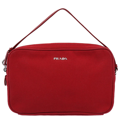Prada Canvas Shoulder Bag () In Red