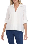 FOXCROFT FOXCROFT AGNES LINEN BLEND TOP