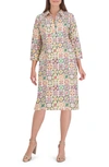 FOXCROFT FOXCROFT SOPHIA WATERCOLOR COTTON SHIFT DRESS