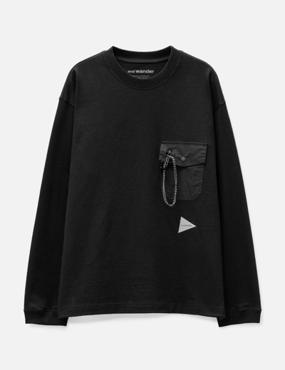 And Wander Heavy Cotton Pocket Long Sleeve T-shirt In Black