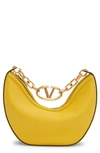 Valentino Garavani Women's Small Vlogo Moon Hobo Bag In Leather With Chain In Cedar Yellow