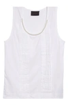 Simone Rocha White Pleated Tank Top In White/ Pearl