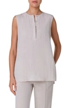 Akris Punto Microstripe Tela Linen Tunic Blouse In Flax