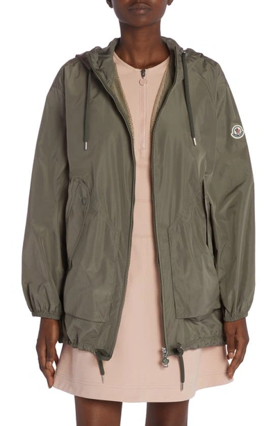 Moncler Melia Short Parka Jacket In Khaki