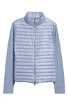 Moncler Quilted Down Cardigan In Medium Blue