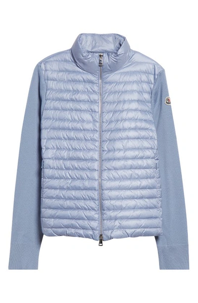 Moncler Quilted Down Cardigan In Light Blue