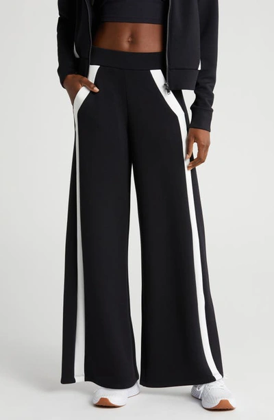 Spanx Airessentials Stripe Track Pants In Very Black