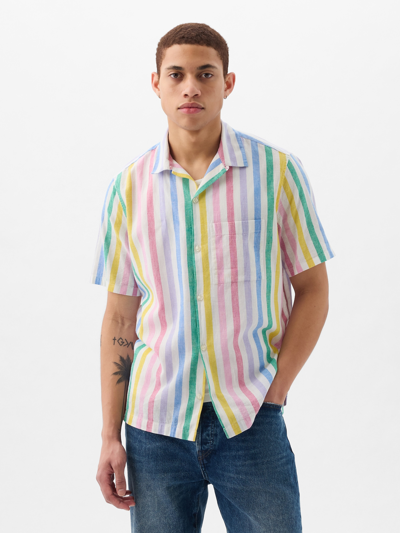 Gap Linen-cotton Shirt In Multi Stripe