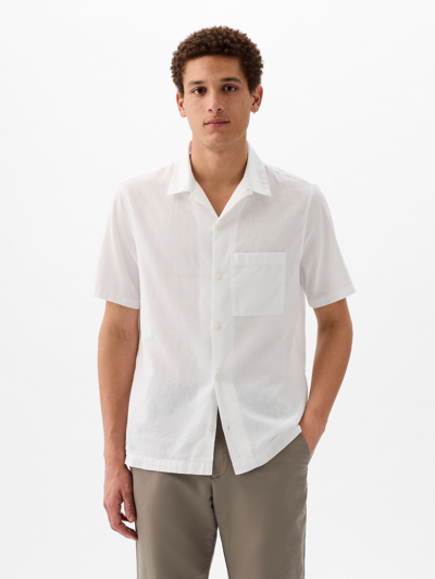 Gap Linen-cotton Shirt In Optic White