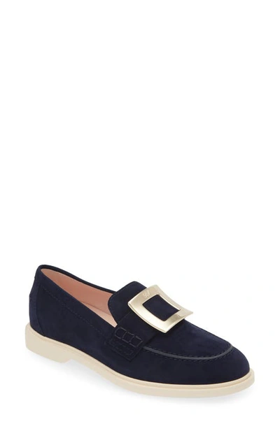 Roger Vivier Suede Buckle Summer Loafers In Neutrals