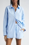 Alexander Wang Oversize Boyfriend Button-up Shirt In Chambray Blue