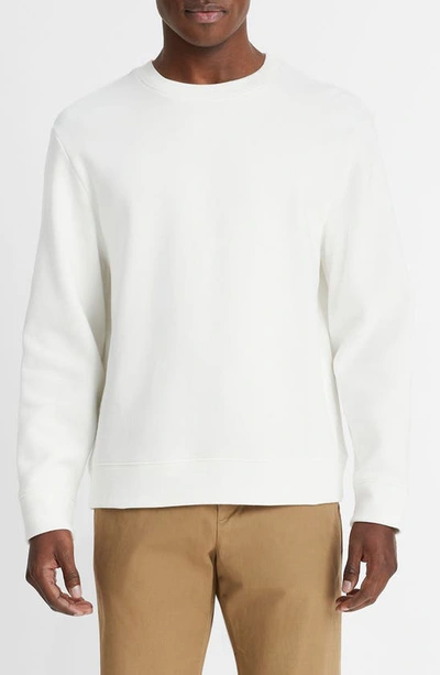 Vince Cable Knit Crewneck Cotton Sweater In Off White