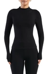 Naked Wardrobe Smooth As Butter Mock Neck Top In Black