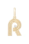 Adina Reyter 14k Yellow Gold Diamond Accent Groovy Initial R Hinged Pendant In Yellow Gold - R