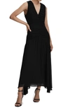 Reiss Womens Black Saffy Ruched Woven Maxi Dress