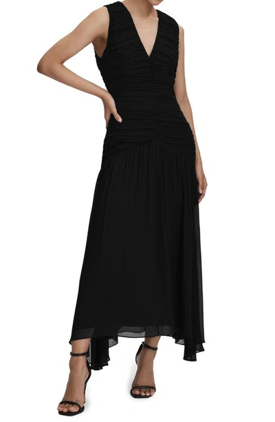 Reiss Saffy Ruched Maxi Dress In Black