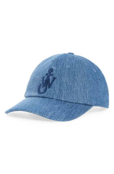 Jw Anderson Denim Logo-embroidered Baseball Cap In Blue