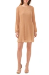 Halogen (r) Plissé Long Sleeve Dress In Truffle Brown