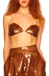 Susana Monaco Sequin Bikini Top In Caramel