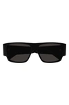 Bottega Veneta Men's Bold Triangle Stud Bv1286s 57mm Square Sunglasses In Black Dark Grey