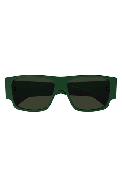 Bottega Veneta Men's Bold Triangle Stud Bv1286s 57mm Square Sunglasses In Green Green Green