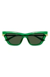 Bottega Veneta Women's Combi Acetate 54mm Cat Eye Sunglasses In Green/gray Solid