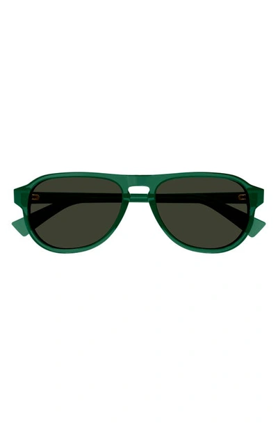 Bottega Veneta Men's Triangle Stud Bv1292s 55mm Aviator Sunglasses In Dark Green Dark Grey
