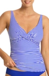 Sea Level Varsity Cross Front Multifit Tankini Top In Cobalt