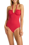 SEA LEVEL SEA LEVEL ESSENTIALS HALTER ONE-PIECE SWIMSUIT