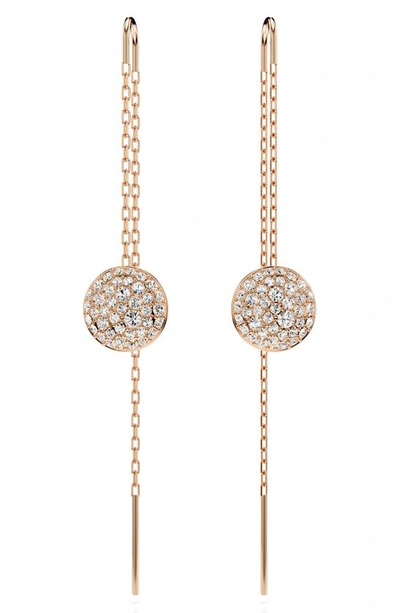 Swarovski White, Rhodium Plated Or Rose-gold Tone Meteora Drop Earrings In Rose Gold Tone