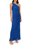 ADRIANNA PAPELL ONE-SHOULDER EVENING GOWN
