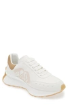 Alexander Mcqueen Sprint Bicolor Logo Retro Runner Sneakers In White/ Camel